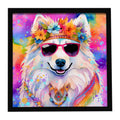 Samoyed Hippie Dawg Framed Metal Print Bathroom, Kitchen, Office, Home Decor Wall Art Ready to Hang, Square, 8X8