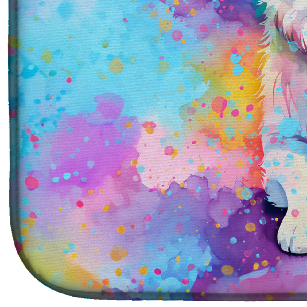 Samoyed Hippie Dawg Dish Drying Mat Absorbent Dish Drying Mat Pad for Kitchen Counter Dish Drainer Mat for Countertop, 14 x 21", Multicolor
