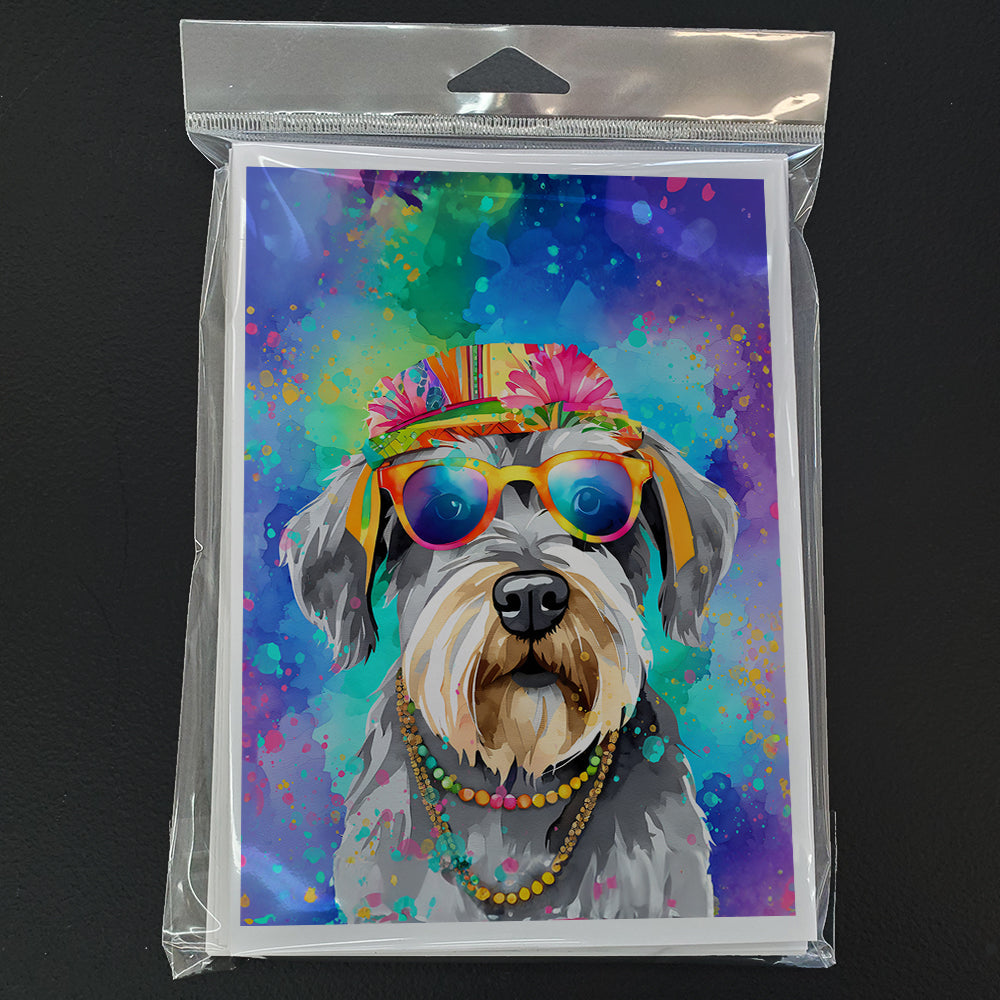 Schnauzer Hippie Dawg Greeting Cards Pack of 8 Blank Cards with Envelopes Whimsical A7 Size 5x7