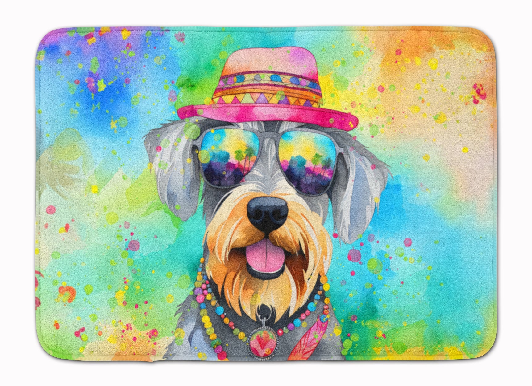 Schnauzer Hippie Dawg Memory Foam Kitchen Mat Machine Washable Anti-Fatigue Cushion Comfort Bath or Kitchen Rug
