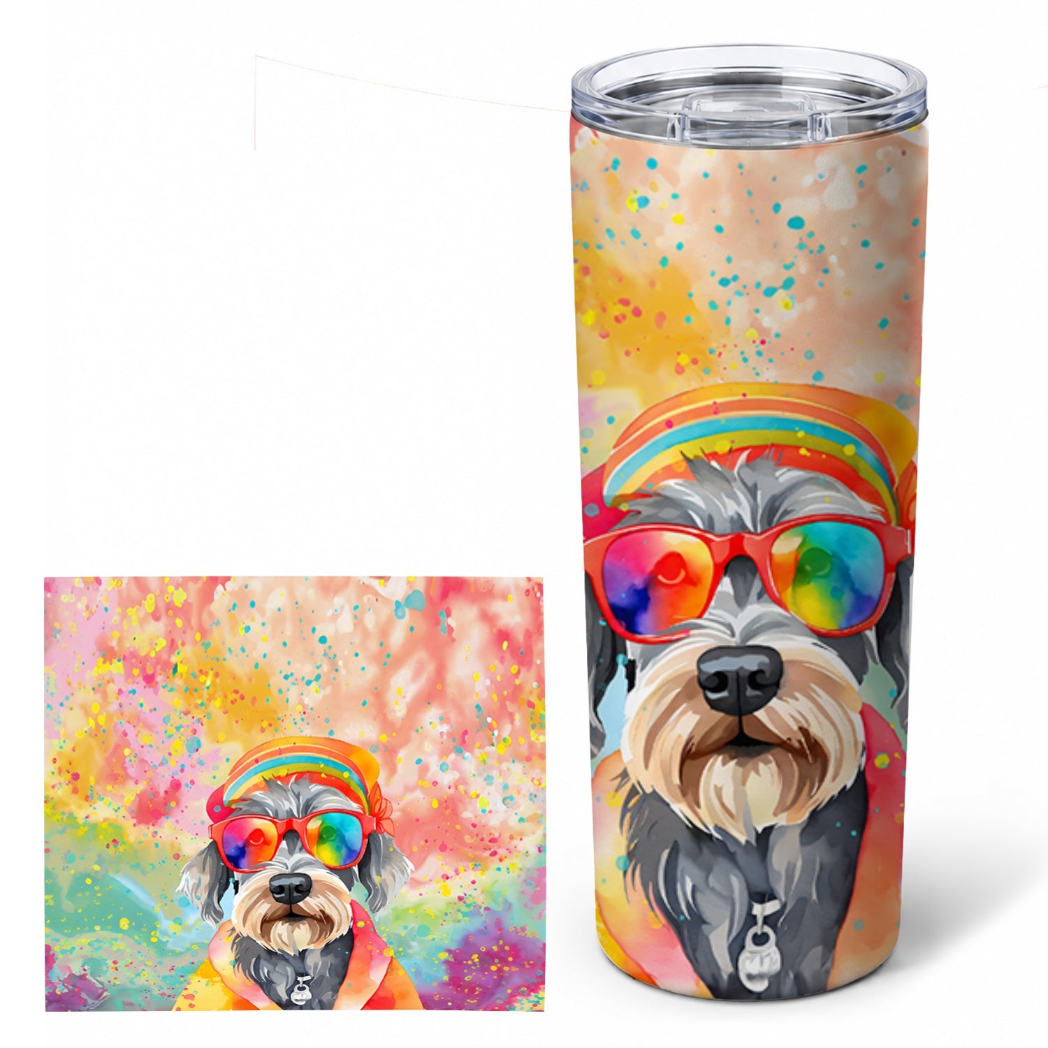 Schnauzer Hippie Dawg Stainless Steel Skinny Tumbler 20 oz Vacuum Double Walled Reusable Insulated Travel Cup