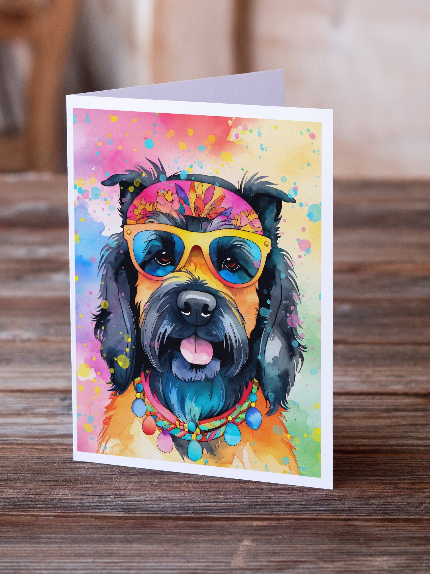 Scottish Terrier Hippie Dawg Greeting Cards Pack of 8 Blank Cards with Envelopes Whimsical A7 Size 5x7