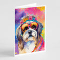 Shih Tzu Hippie Dawg Greeting Cards Pack of 8 Blank Cards with Envelopes Whimsical A7 Size 5x7