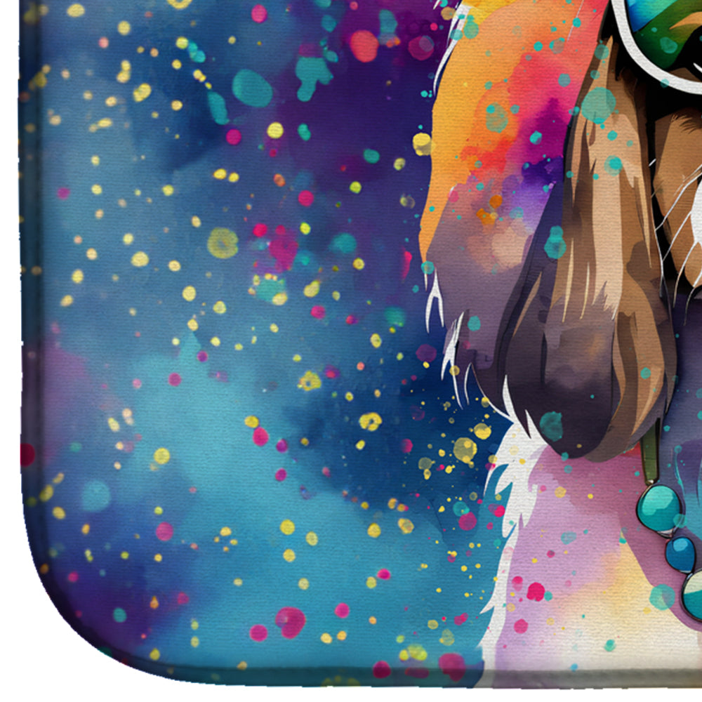 Shih Tzu Hippie Dawg Dish Drying Mat Absorbent Dish Drying Mat Pad for Kitchen Counter Dish Drainer Mat for Countertop, 14 x 21", Multicolor