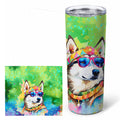 Siberian Husky Hippie Dawg Stainless Steel Skinny Tumbler 20 oz Vacuum Double Walled Reusable Insulated Travel Cup