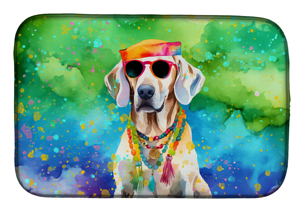 Weimaraner Hippie Dawg Dish Drying Mat Absorbent Dish Drying Mat Pad for Kitchen Counter Dish Drainer Mat for Countertop, 14 x 21", Multicolor