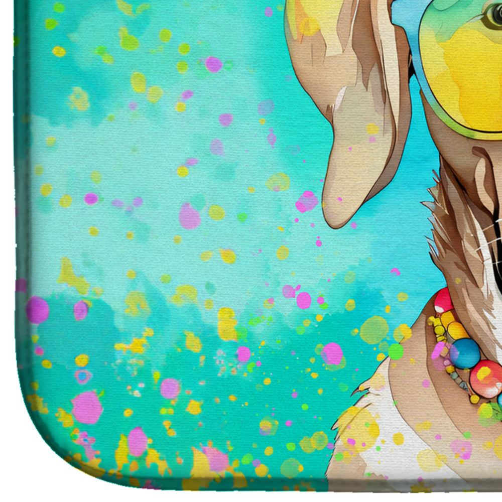 Weimaraner Hippie Dawg Dish Drying Mat Absorbent Dish Drying Mat Pad for Kitchen Counter Dish Drainer Mat for Countertop, 14 x 21", Multicolor