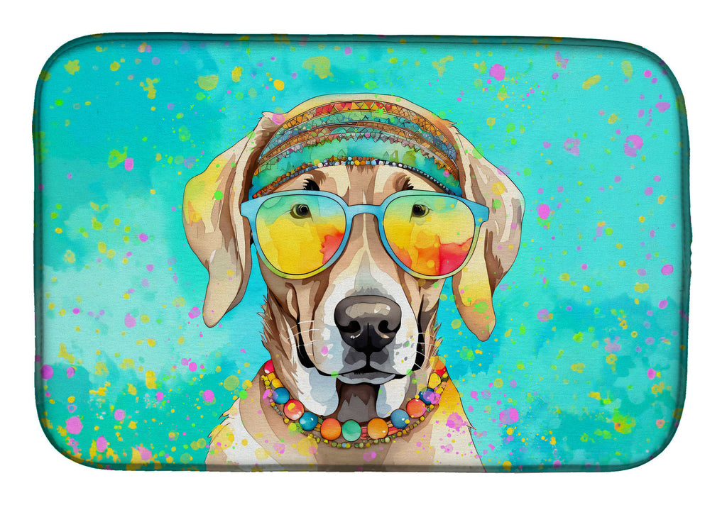 Weimaraner Hippie Dawg Dish Drying Mat Absorbent Dish Drying Mat Pad for Kitchen Counter Dish Drainer Mat for Countertop, 14 x 21", Multicolor