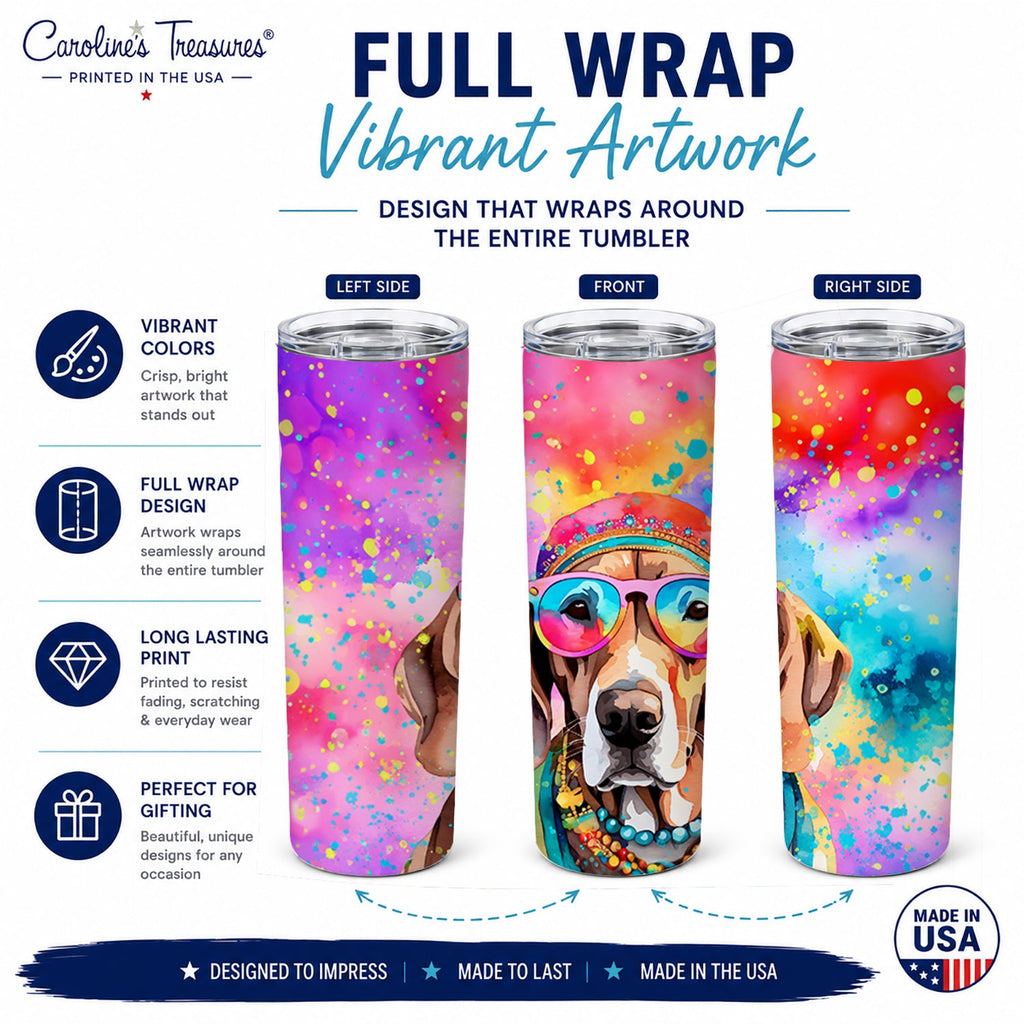 Weimaraner Hippie Dawg Stainless Steel Skinny Tumbler 20 oz Vacuum Double Walled Reusable Insulated Travel Cup