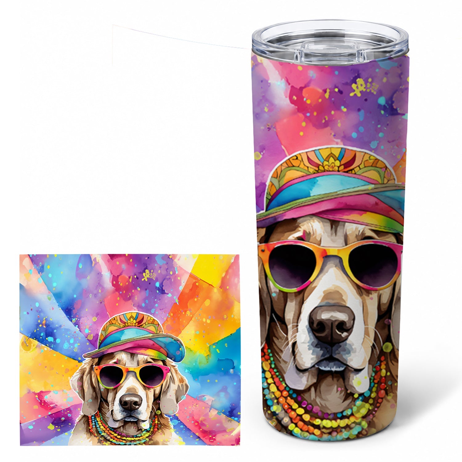 Weimaraner Hippie Dawg Stainless Steel Skinny Tumbler 20 oz Vacuum Double Walled Reusable Insulated Travel Cup