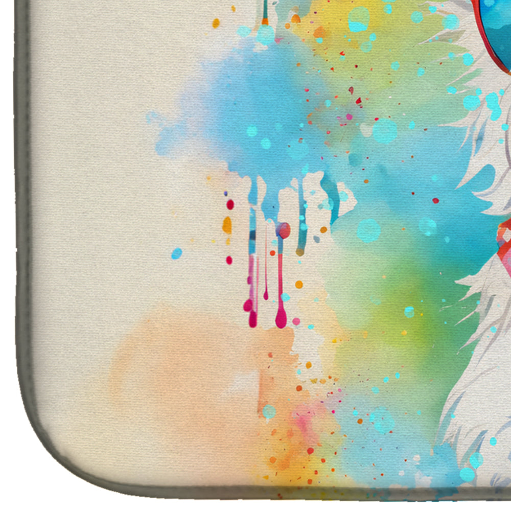 Westie Hippie Dawg Dish Drying Mat Absorbent Dish Drying Mat Pad for Kitchen Counter Dish Drainer Mat for Countertop, 14 x 21", Multicolor