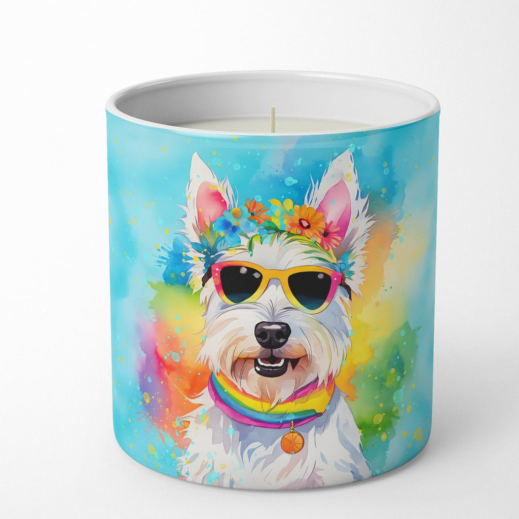 Westie Hippie Dawg Decorative Soy Candle Nature Soy Wax Essential Oil Home Decor Ideal for Bedroom Kitchen Bath Office Gift, 10 oz