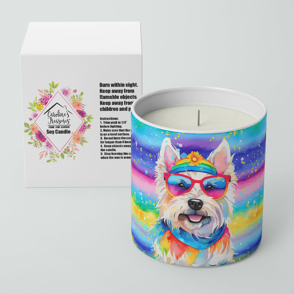Westie Hippie Dawg Decorative Soy Candle Nature Soy Wax Essential Oil Home Decor Ideal for Bedroom Kitchen Bath Office Gift, 10 oz