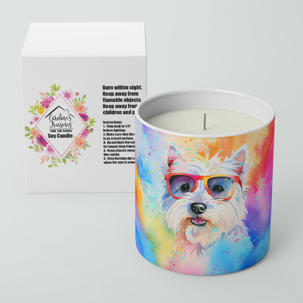 Westie Hippie Dawg Decorative Soy Candle Nature Soy Wax Essential Oil Home Decor Ideal for Bedroom Kitchen Bath Office Gift, 10 oz