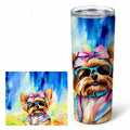 Yorkshire Terrier Hippie Dawg Stainless Steel Skinny Tumbler 20 oz Vacuum Double Walled Reusable Insulated Travel Cup