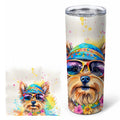 Yorkshire Terrier Hippie Dawg Stainless Steel Skinny Tumbler 20 oz Vacuum Double Walled Reusable Insulated Travel Cup