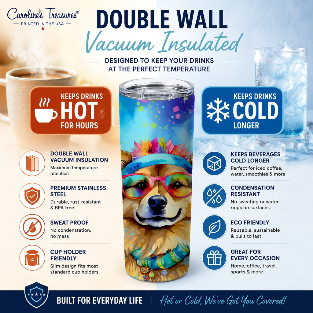 Hippie Dawg Stainless Steel Skinny Tumbler 20 oz Vacuum Double Walled Reusable Insulated Travel Cup
