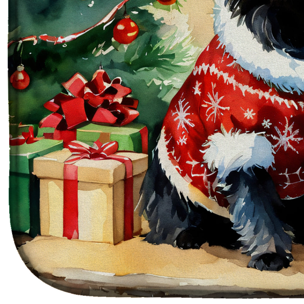 Affenpinscher Cozy Christmas Dish Drying Mat Absorbent Dish Drying Mat Pad for Kitchen Counter Dish Drainer Mat for Countertop, 14 x 21", Multicolor