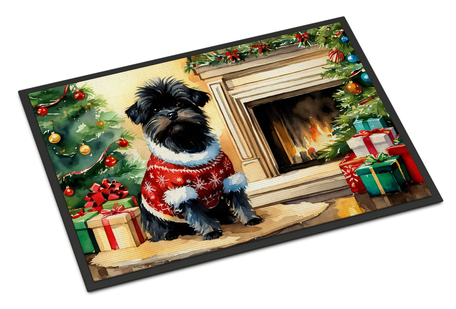 Affenpinscher Cozy Christmas Doormat Indoor Outdoor 24H X 36W Front Door Mat Rugs for Entryway, Non Slip Washable Low Pile,