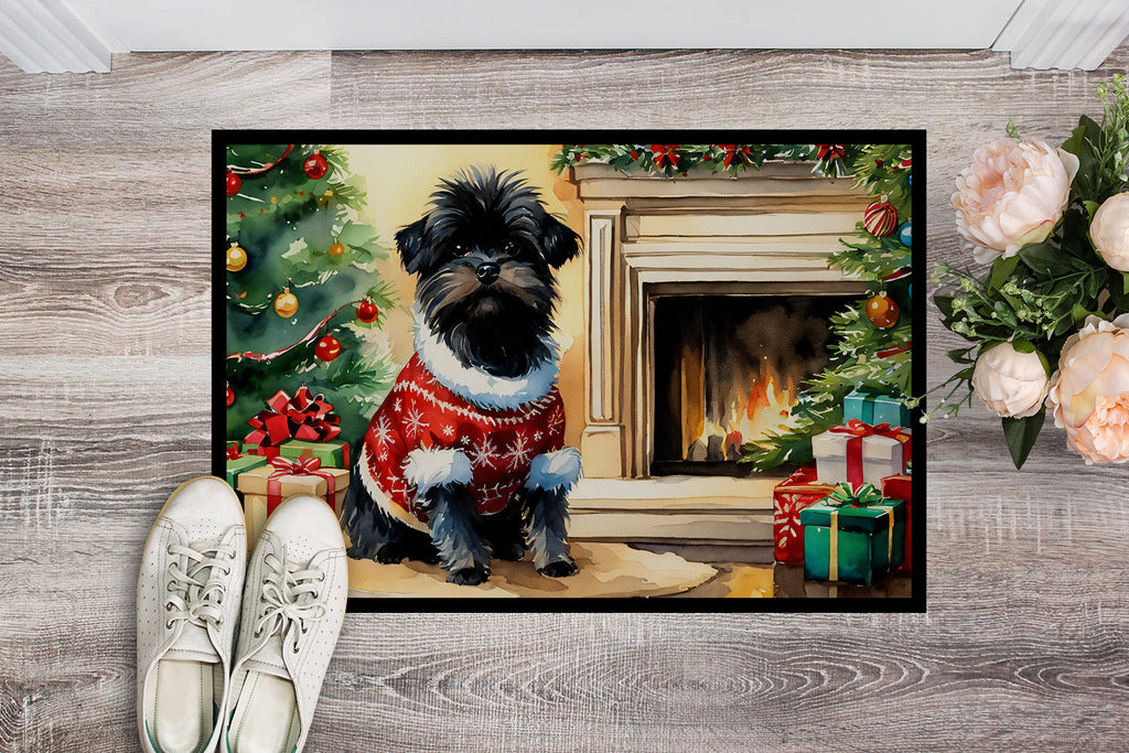 Affenpinscher Cozy Christmas Doormat Indoor Outdoor 18H X 27W Front Door Mat Rugs for Entryway, Non Slip Washable