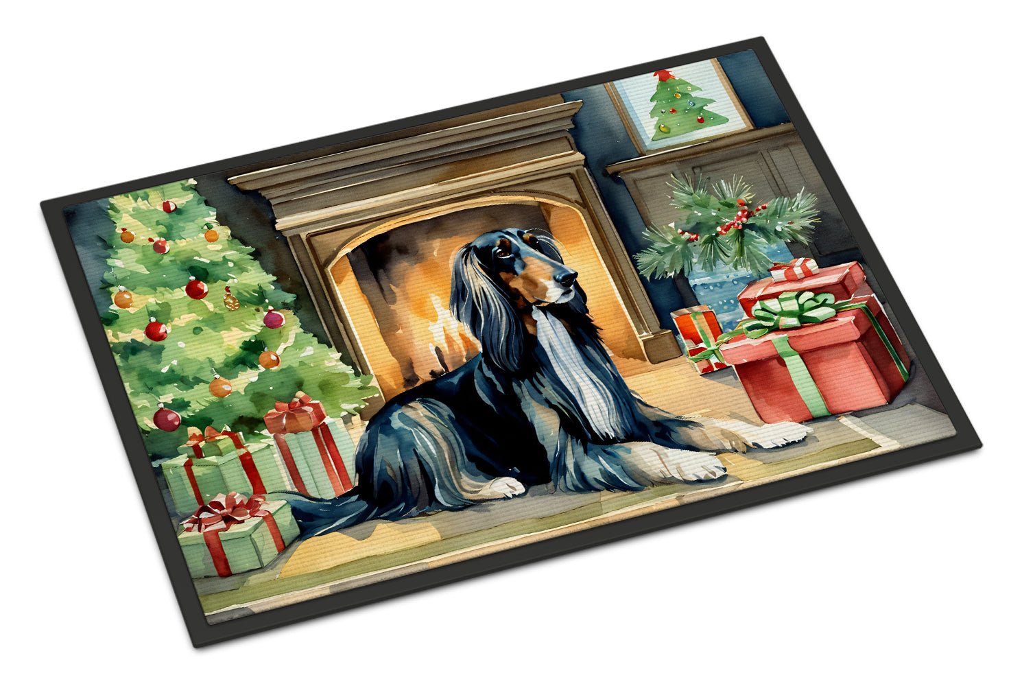 Afghan Hound Cozy Christmas Doormat Indoor Outdoor 24H X 36W Front Door Mat Rugs for Entryway, Non Slip Washable Low Pile,