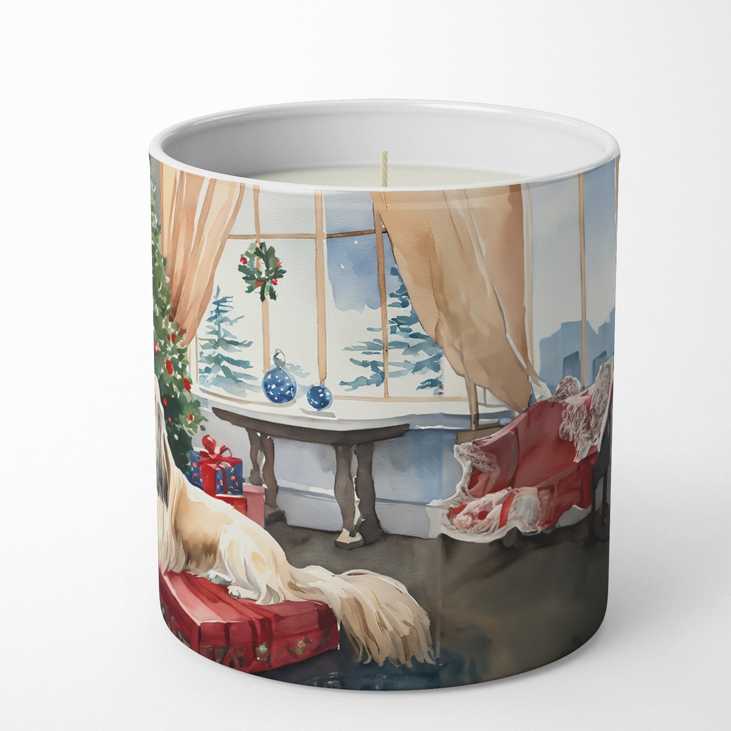 Afghan Hound Cozy Christmas Decorative Soy Candle Nature Soy Wax Essential Oil Home Decor Ideal for Bedroom Kitchen Bath Office Gift, 10 oz
