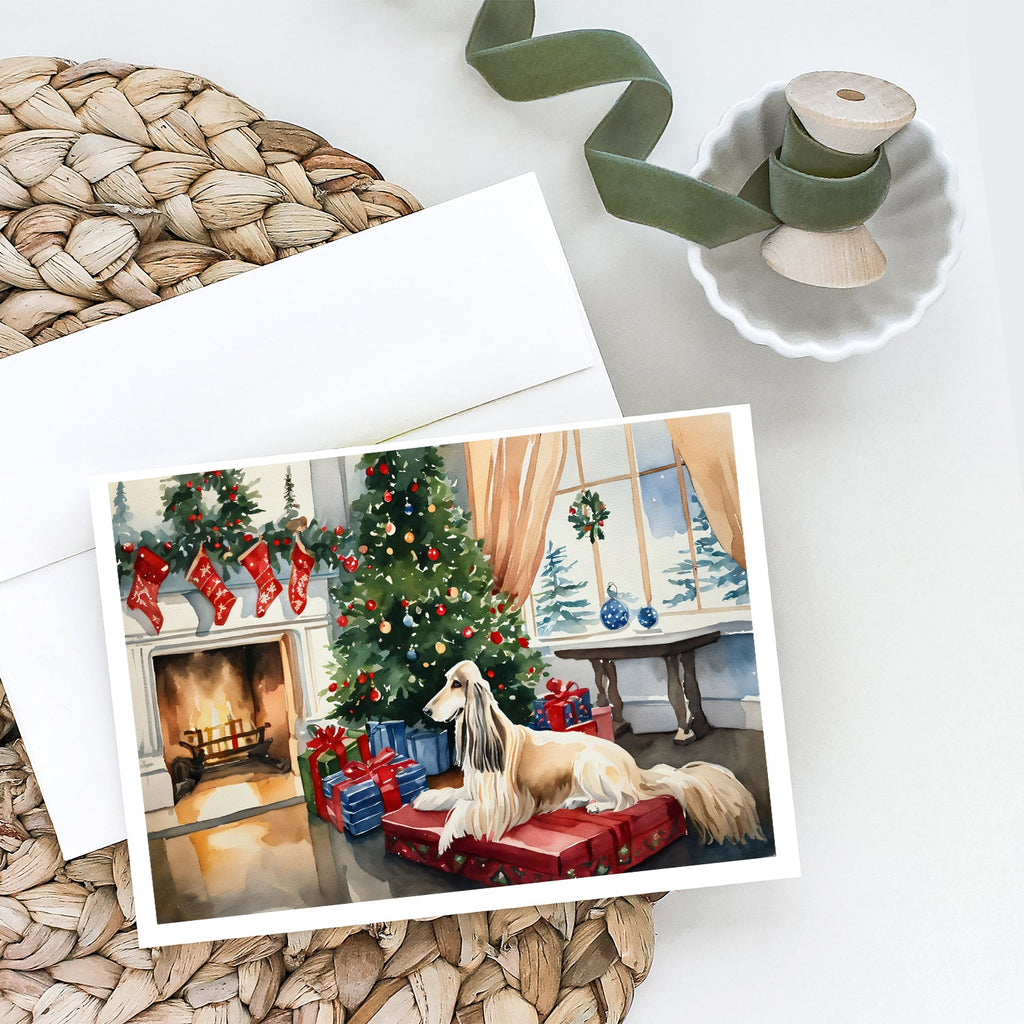 Afghan Hound Cozy Christmas Greeting Cards Pack of 8 Blank Cards with Envelopes Whimsical A7 Size 5x7