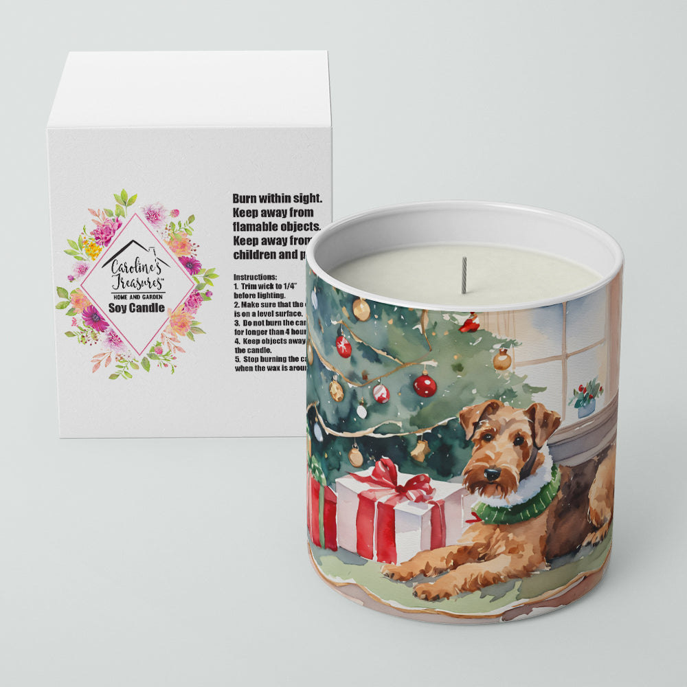 Airedale Terrier Cozy Christmas Decorative Soy Candle Nature Soy Wax Essential Oil Home Decor Ideal for Bedroom Kitchen Bath Office Gift, 10 oz
