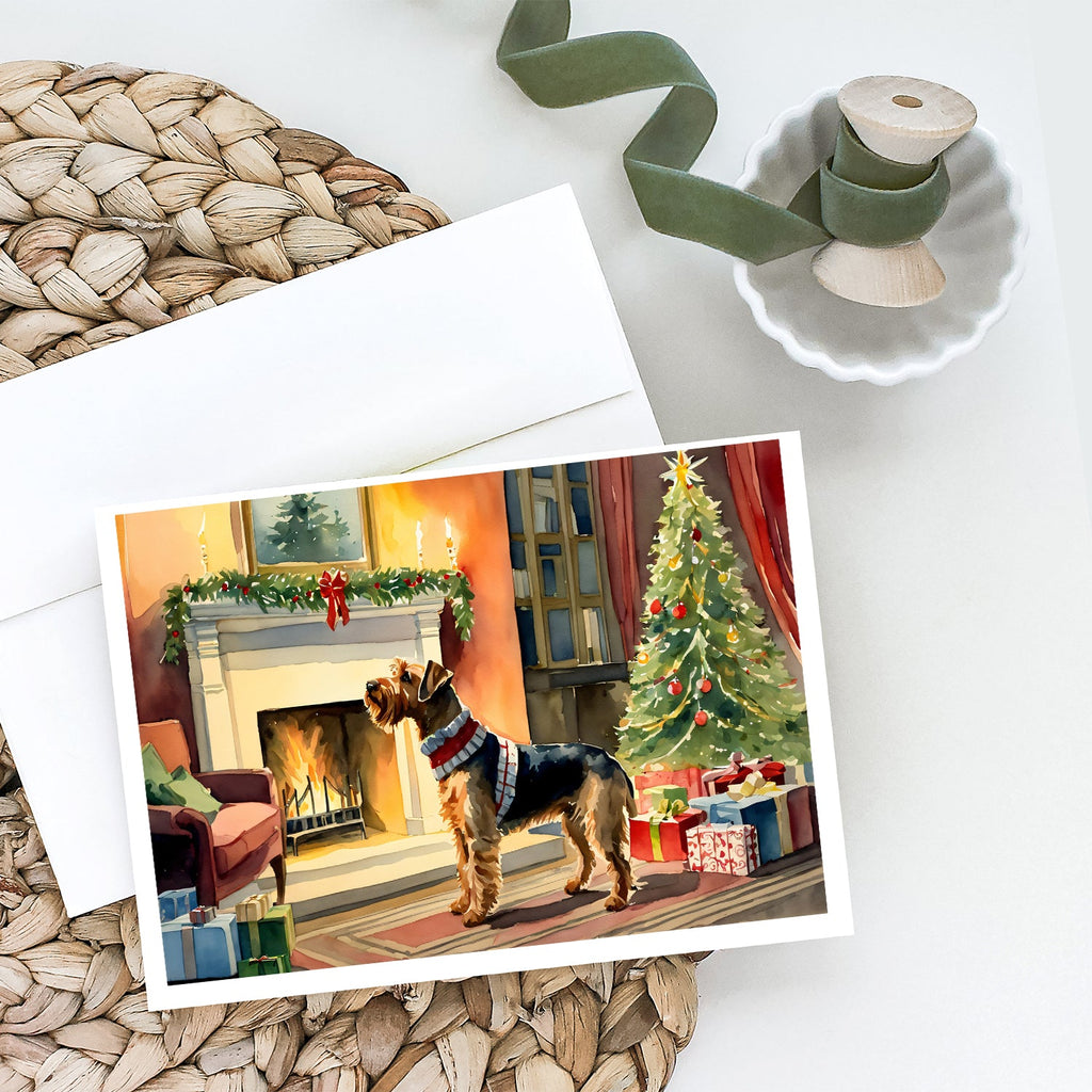 Airedale Terrier Cozy Christmas Greeting Cards Pack of 8 Blank Cards with Envelopes Whimsical A7 Size 5x7