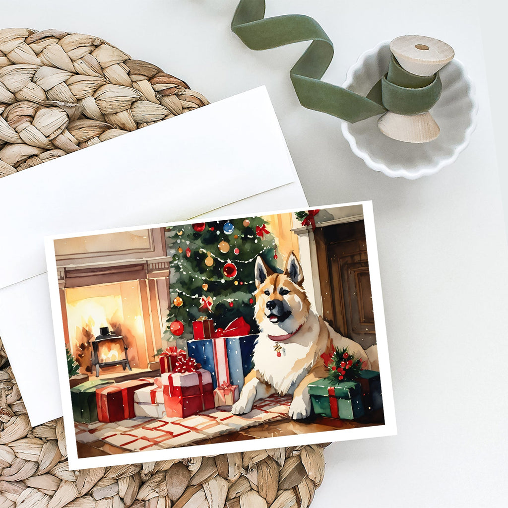 Akita Cozy Christmas Greeting Cards Pack of 8 Blank Cards with Envelopes Whimsical A7 Size 5x7
