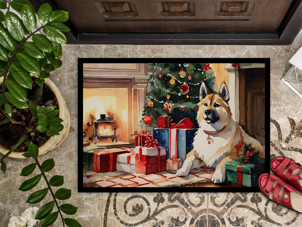 Akita Cozy Christmas Doormat Indoor Outdoor 24H X 36W Front Door Mat Rugs for Entryway, Non Slip Washable Low Pile,