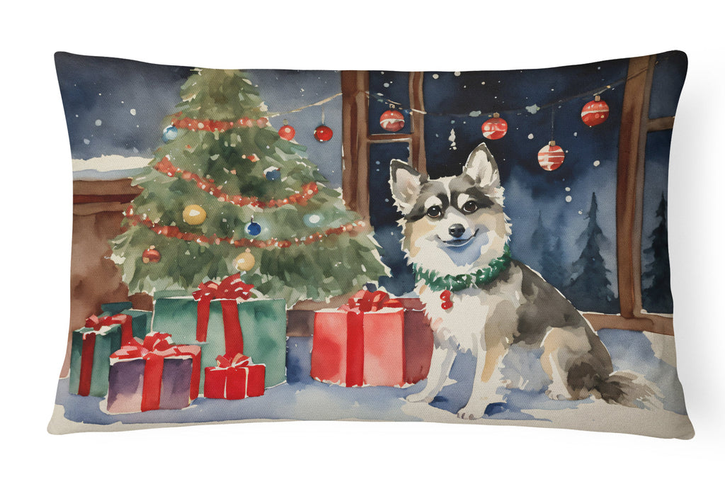 Alaskan Klee Kai Cozy Christmas Decorative Throw Pillow 12x16 Indoor Outdoor Accent Cushion, Fabric Cover with Insert for Sofa, Bed, Porch & Living Room