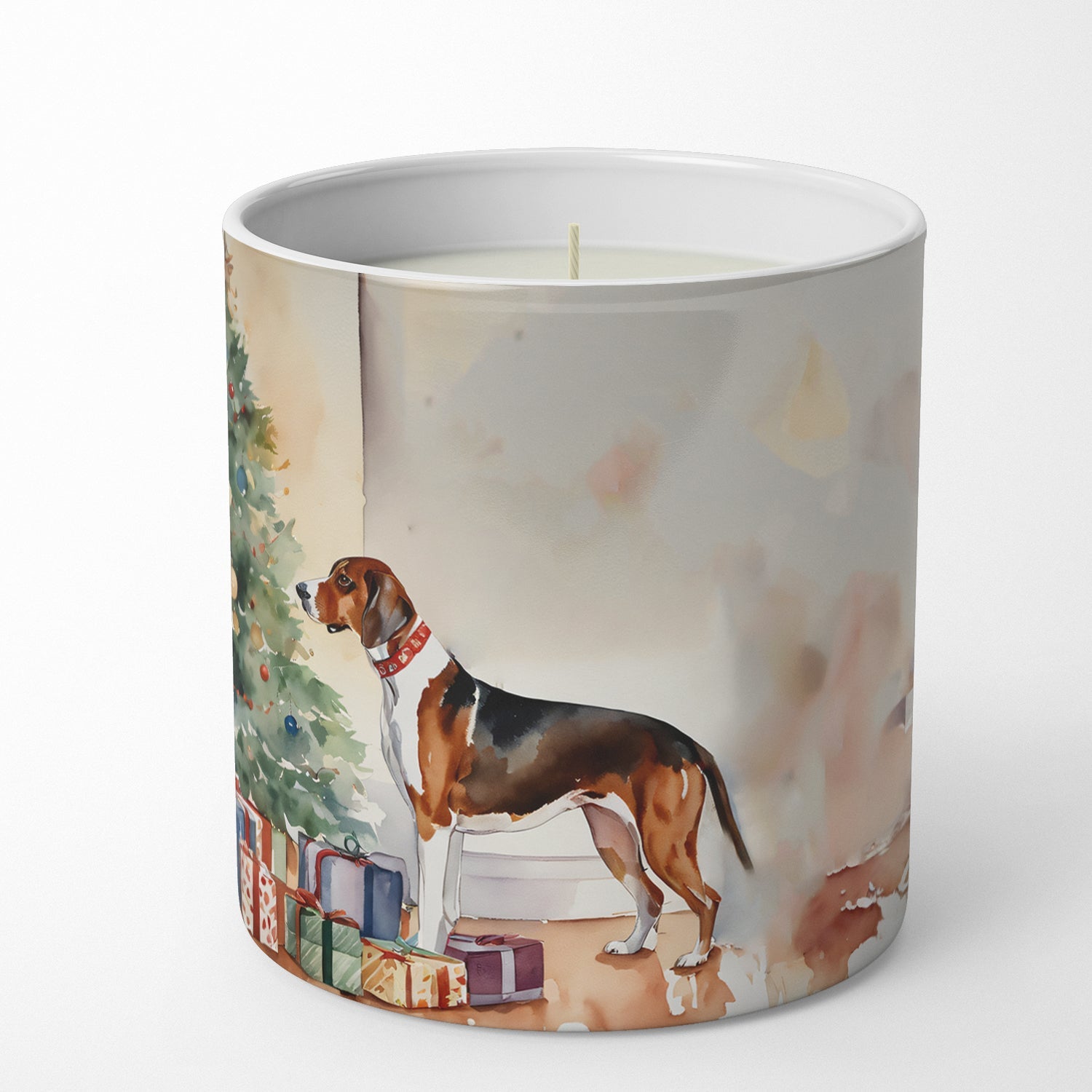 American English Coonhound Cozy Christmas Decorative Soy Candle Nature Soy Wax Essential Oil Home Decor Ideal for Bedroom Kitchen Bath Office Gift, 10 oz
