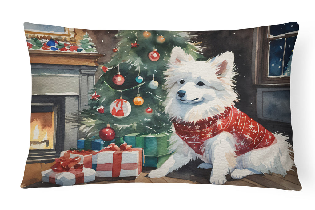 American Eskimo Cozy Christmas Decorative Throw Pillow 12x16 Indoor Outdoor Accent Cushion, Fabric Cover with Insert for Sofa, Bed, Porch & Living Room