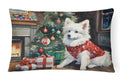 American Eskimo Cozy Christmas Decorative Throw Pillow 12x16 Indoor Outdoor Accent Cushion, Fabric Cover with Insert for Sofa, Bed, Porch & Living Room