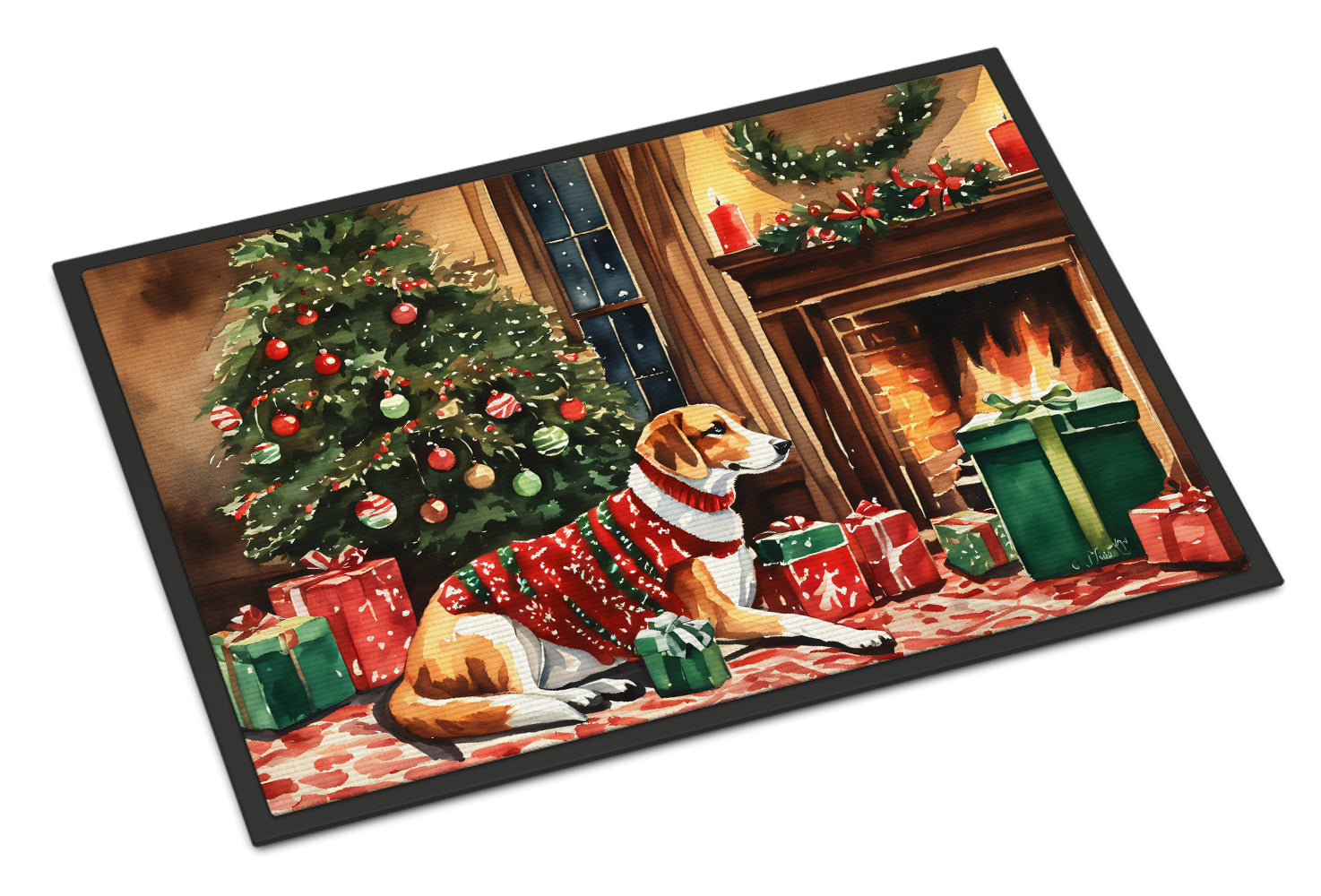 American Foxhound Cozy Christmas Doormat Indoor Outdoor 24H X 36W Front Door Mat Rugs for Entryway, Non Slip Washable Low Pile,