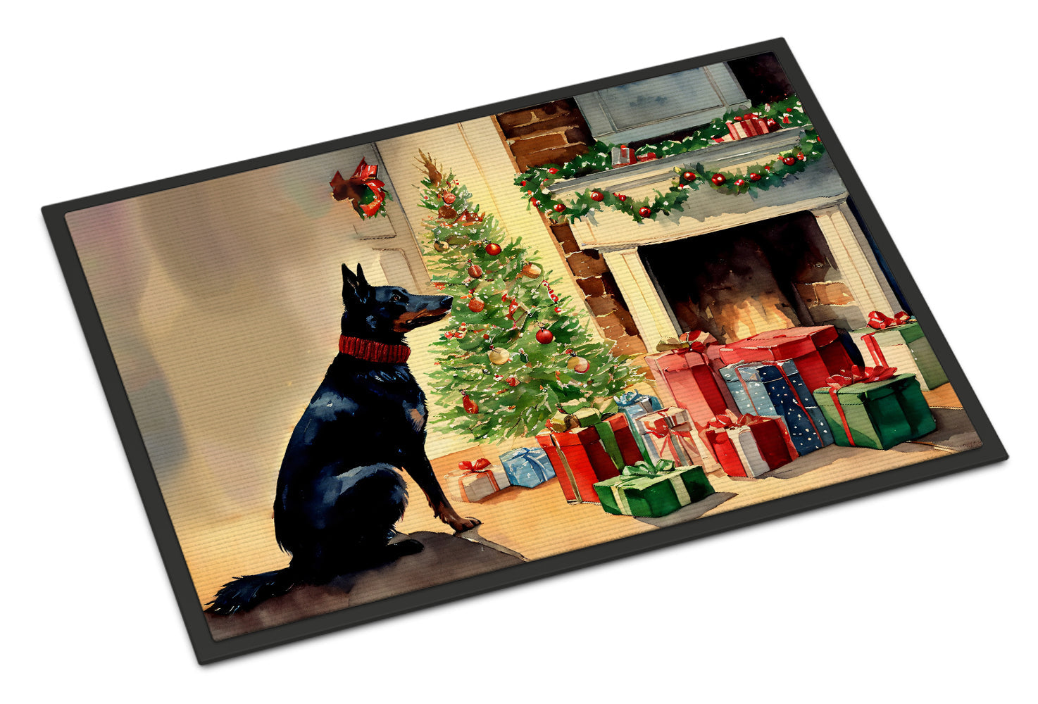 Australian Kelpie Cozy Christmas Doormat Indoor Outdoor 18H X 27W Front Door Mat Rugs for Entryway, Non Slip Washable