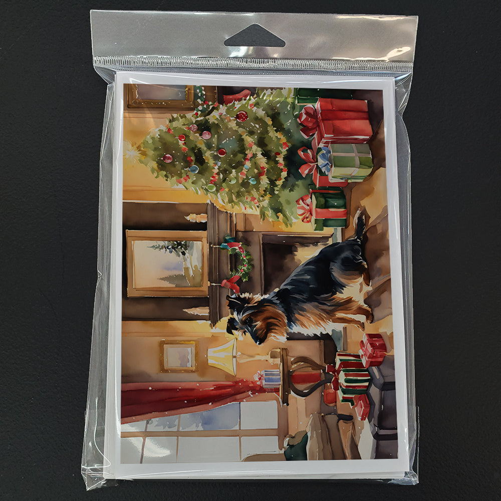 Australian Terrier Cozy Christmas Greeting Cards Pack of 8 Blank Cards with Envelopes Whimsical A7 Size 5x7