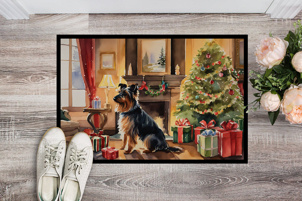 Australian Terrier Cozy Christmas Doormat Indoor Outdoor 24H X 36W Front Door Mat Rugs for Entryway, Non Slip Washable Low Pile,