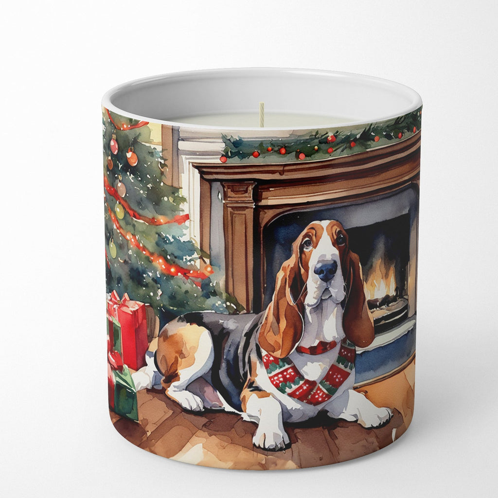 Basset Hound Cozy Christmas Decorative Soy Candle Nature Soy Wax Essential Oil Home Decor Ideal for Bedroom Kitchen Bath Office Gift, 10 oz