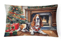 Basset Hound Cozy Christmas Decorative Throw Pillow 12x16 Indoor Outdoor Accent Cushion, Fabric Cover with Insert for Sofa, Bed, Porch & Living Room
