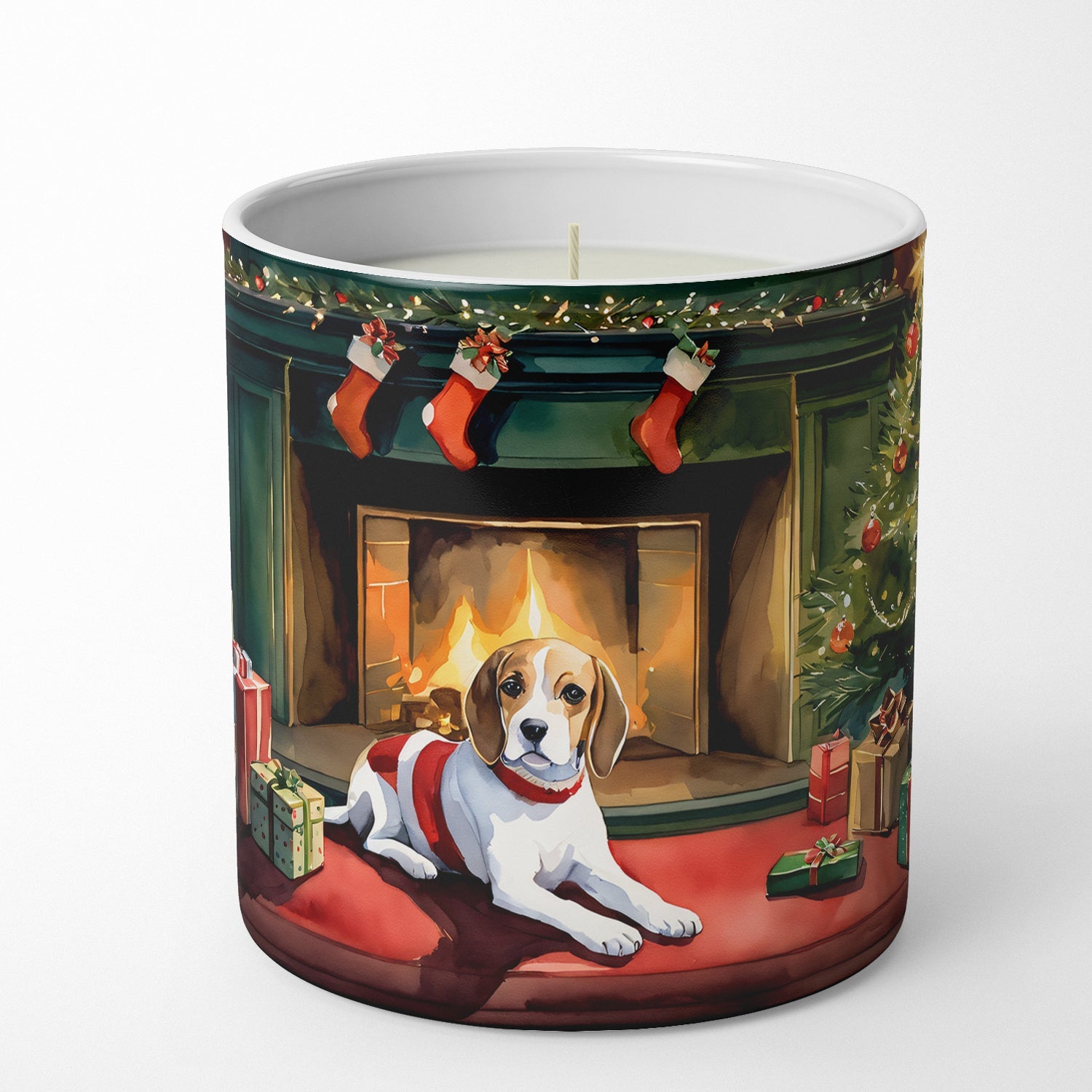 Beagle Cozy Christmas Decorative Soy Candle Nature Soy Wax Essential Oil Home Decor Ideal for Bedroom Kitchen Bath Office Gift, 10 oz