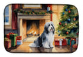 Bearded Collie Cozy Christmas Dish Drying Mat Absorbent Dish Drying Mat Pad for Kitchen Counter Dish Drainer Mat for Countertop, 14 x 21", Multicolor