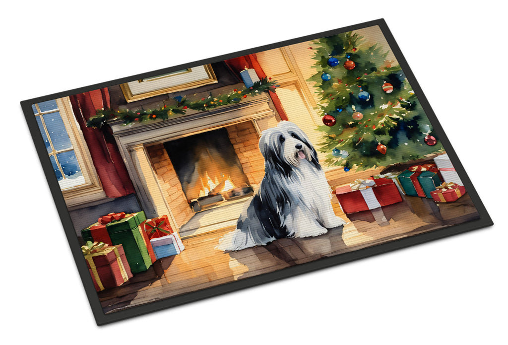 Bearded Collie Cozy Christmas Doormat Indoor Outdoor 18H X 27W Front Door Mat Rugs for Entryway, Non Slip Washable