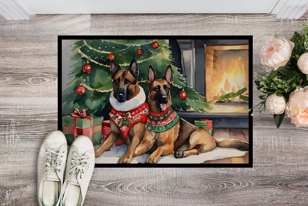 Belgian Malinois Cozy Christmas Doormat Indoor Outdoor 24H X 36W Front Door Mat Rugs for Entryway, Non Slip Washable Low Pile,