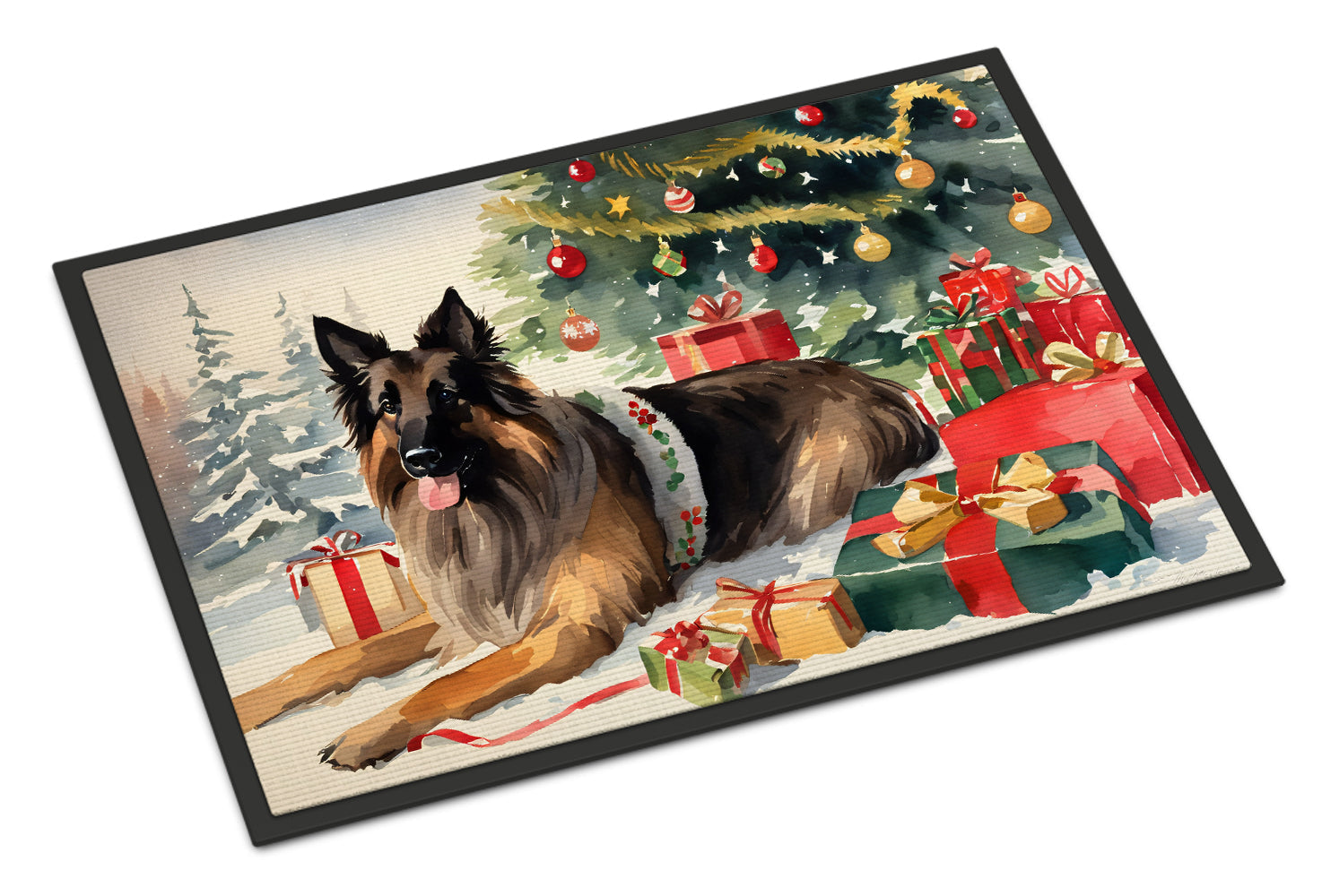 Belgian Tervuren Cozy Christmas Doormat Indoor Outdoor 18H X 27W Front Door Mat Rugs for Entryway, Non Slip Washable