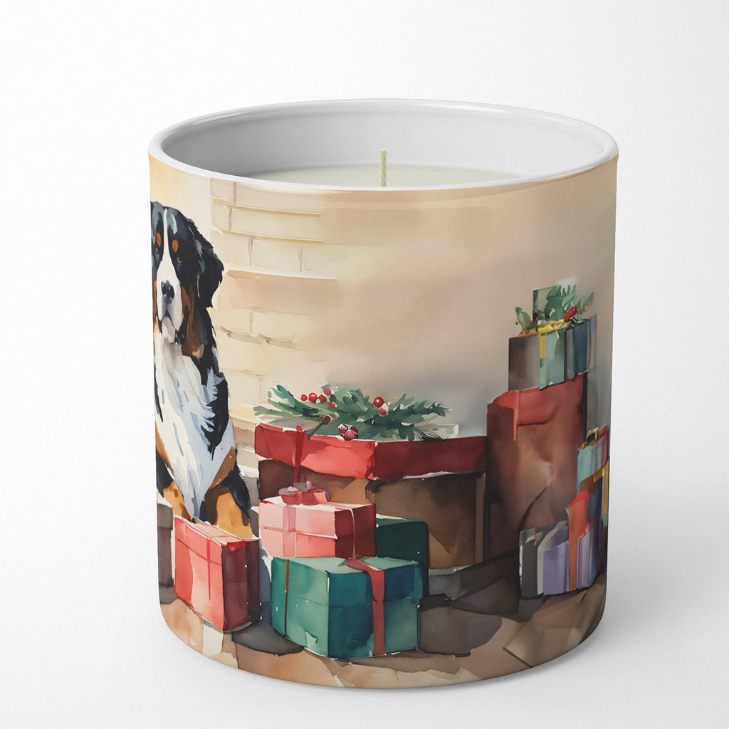 Bernese Mountain Dog Cozy Christmas Decorative Soy Candle Nature Soy Wax Essential Oil Home Decor Ideal for Bedroom Kitchen Bath Office Gift, 10 oz