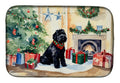Black Russian Terrier Cozy Christmas Dish Drying Mat Absorbent Dish Drying Mat Pad for Kitchen Counter Dish Drainer Mat for Countertop, 14 x 21", Multicolor