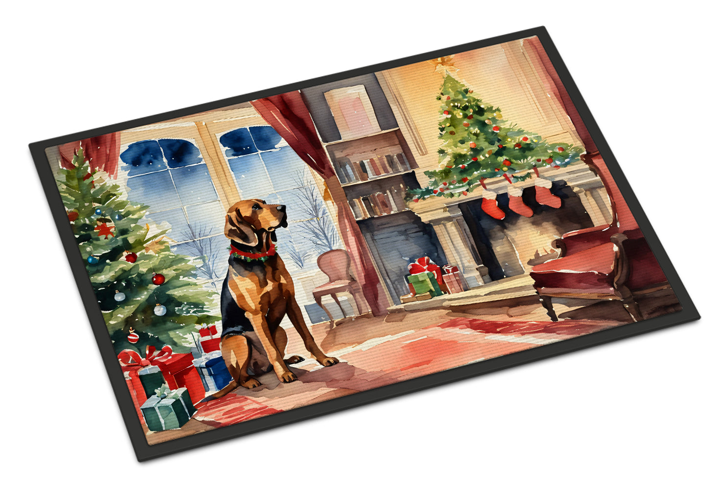 Bloodhound Cozy Christmas Doormat Indoor Outdoor 18H X 27W Front Door Mat Rugs for Entryway, Non Slip Washable