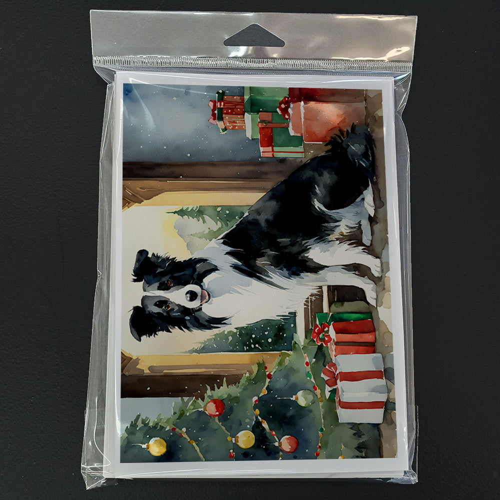 Border Collie Cozy Christmas Greeting Cards Pack of 8 Blank Cards with Envelopes Whimsical A7 Size 5x7
